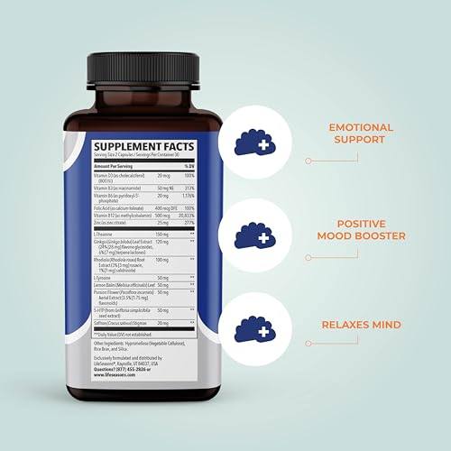 LifeSeasons - Mood Stabili-T - Positive Mood Booster - Enhanced Calmness and Happiness - Relaxed and Balanced Mind - Contains Rhodiola, Ginkgo Biloba, and Vitamin D3 - (60 Capsules)