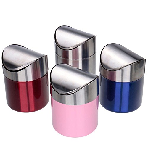 Starworld Stainless Steel Trash Bin, 1.5L Mini Dust Bin Waste Can