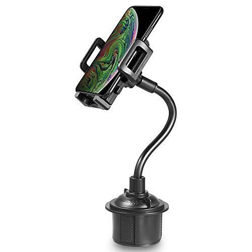 Car Cup Cell Phone Holder, Universal Cup Phone Car Holder Mount with Adjustable Long Neck 360 Rotatable Cradle for iPhone Xr Xs Max 8 7 Plus Galaxy S10 S9 S8 Note 9 Strong Locking Mechanism