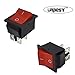 URBEST 10Pcs Red Light On/Off DPST 2 Position Boat Rocker Switch 16A/250V 20A/125V AC for Treadmill, Coffee pot