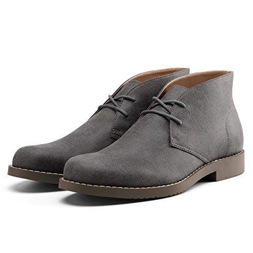 GM GOLAIMAN Men's Chukka Boots Casual Lace up Leather Desert Shoes Grey 9.5 D (M) US - Thumbnail 6