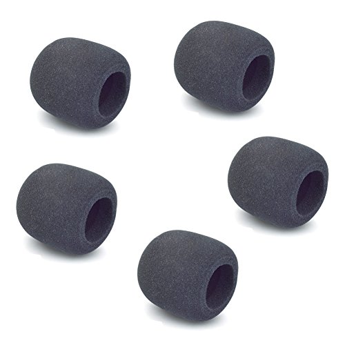 Zicome Handheld Microphone Windscreen Foam Ball Type Cover, 5 Pack, Black