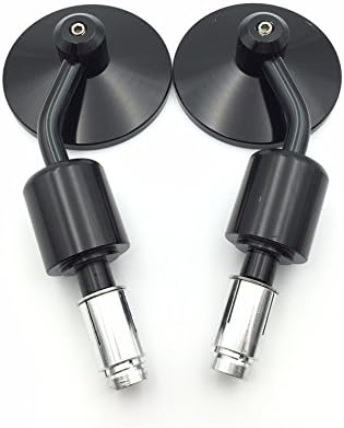 SEMT- A Set CNC Black Rear View Handle Bar End Round Mirrors 1" 1 inch 25mm Compatible With Yamaha V-Star Virago Warrior Royal Star Harley Honda CB1000R Suzuki Boulevard Intruder Kawasaki [B074MMQQRW]