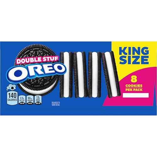 OREO DOUBLE STUF CHOCOLATE SANDWICH COOKIES, KING SIZE, 12 SNACK PACKS (8 COOKIES PER PACK)