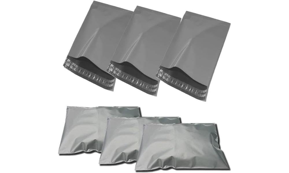 G4GADGET 100 Grey Mailing Bags 10x14 Inch | Lightweight Parcel Shipping Bags with Self Seal | Waterproof Packaging for Post, Clothes & Online Orders