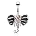 BodyJ4You Crystal Elephant Belly Ring 14G