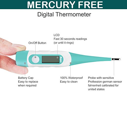 JUNING Digital Medical Thermometer - Oral, Rectal and Axillary Thermometer Temperature Fast Reading Easy and Accurate Oral Thermometer for Baby, Children and Adults with Fever Indicator - Thumbnail 2