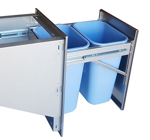 SUNSTONE BA-TRD1724 Beveled Frame Drawer with Two Trash Bins, 17 by 24"