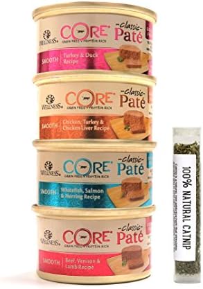 Wellness CORE Natural Canned Grain Free Wet Classic Pate Cat Food Variety Pack, 4 Flavors, 3-Ounces Each (12 Total Cans)
