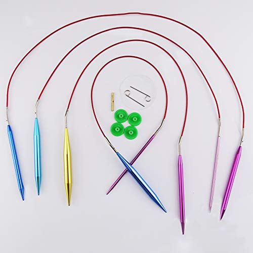 Hanperal 13pcs Aluminum Circular Knitting Needles Set, Interchangeable Needles Set for Handmade Knitting Sweater, Scarf - Thumbnail 3