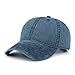 WINCAN Vintage Washed Dyed Cotton Twill Low Profile Adjustable Baseball Cap Denim 6 Panel Stitch Baseball Hat (Navy Blue)