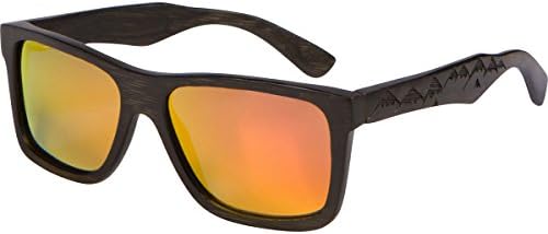 Wood Sunglasses - SHINER Gray Bamboo Sunglasses with Polarized Black Lens (Black Bamboo, Fire)