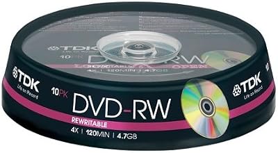 TDK DVD-RW 4x 4.7GB Spindle 10 Pack Blank Recordable Discs