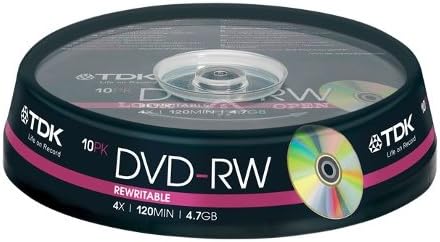 TDK DVD-RW 4x 4.7GB Spindle 10 Pack Blank Recordable Discs