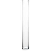 WGVI Quality Thick Weighted Tall Clear Cylinder Glass Vases, 4" W x 28" H, Flower Arrangement Floating Candle Holders Wedding Centerpieces Event Floral Container Floor Display Home Décor, 1 Piece