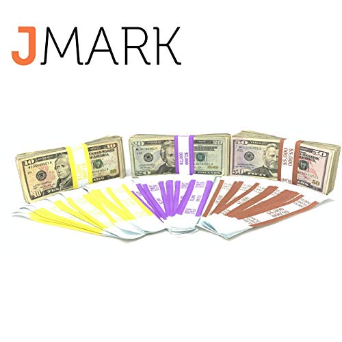 Money Bands Currency Sleeves Straps - Made in USA (Pack of 3000) Self-Adhesive Assorted Money Wrappers for Bills Color Coded Wraps Meets ABA Standards, 7.5 x 1.25 inches -  Recyclable Kraft Paper - Thumbnail 5