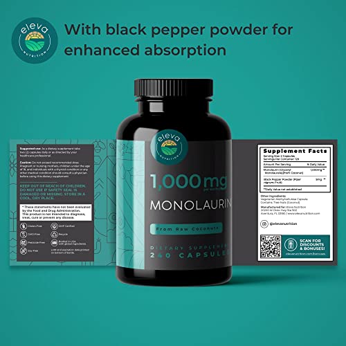 Monolaurin Capsules 1000 mg Monolaurin Supplements w/ Monoester