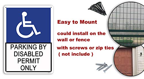 Easy to Read Handicap Parking Disabled Permit Only with Symbol Disabled Wheelchair Weatherproof Durable Metal Tin 8x12 Inches for Business Outside Parking Lot Warning Safety Signals - Thumbnail 2