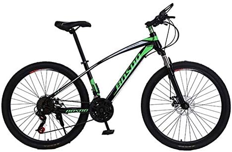 新色 スチールマウンテン自転車26インチ7スピードディスクブレーキmtbマウンテンバイク シングルスピードスチールフレーム用mtbバイクワンピースホイールマウンテンバイク グリーン