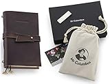 Premium Leather Journal Notebook - Leather Sketchbook Journal with Lined Pages for Notes Diary Schedule Planner + FREE Ebook, Gift Box, Cloth Bag, Bookmark Card Holder - 7.5X4.5 Notepad By MrColumbus