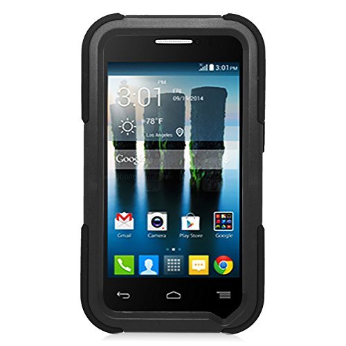 Eagle Cell Alcatel OneTouch Evolve 2 Hybrid Armor Protective Case Stand/Built in Screen Protector - Retail Packaging - ST8 Black