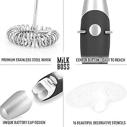 Milk Boss Mighty Milk Frother Handheld Whisk Mixer