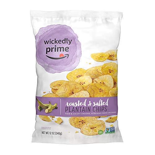 Wickedly Prime Plantain Chips, Roasted & Salted, 12 Ounce (Pack of 4)