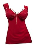 eVogues Sexy RED O-Ring Necklace Sleeveless Plus Size Top