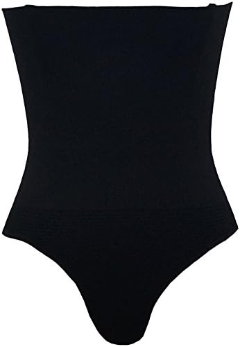 IWISHME Women's Hight Waisted Lingerie Tummy Control Thong Panties (X-Large/XX-Large, Black)