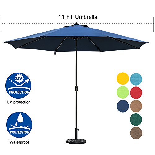 Sundale Outdoor 11 ft Aluminum Patio Umbrella Table Market Umbrella with Crank and Push Button T ...