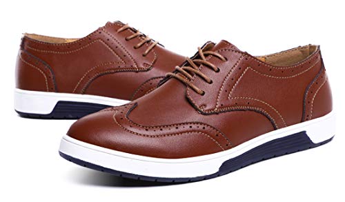 Sanyge Men's Urban Dress Shoes Leather Oxford Shoes Lace Up Classic Workout Flats(Sanyge4012R.Brown40)