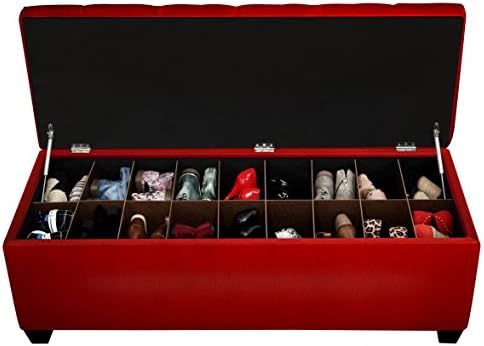 MJL Furniture DesignsThe Sole Secret Candice Berry Button Tufted Shoe Storage Bench, Large (SSDL-CANBERRY)