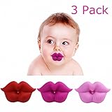 3Pcs Funny Baby Mustache Pacifiers, Cute Novelty Kissable Lip Pacifiers for Newborn Infant Toddlers, BPA Latex Free Made with Soft Silicone - Great Baby Shower Gift!