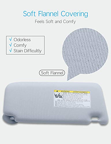 BEAUTYOVO Driver Side Sun Visor for Toyota Camry 2007 2008 2009 2010 2011 Built in Makeup Mirror, Replacement Part for Camry Without Sunroof and Light, Gray