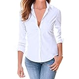SUNNOW Women Fasional Slim Shirt V Neck Long Sleeve Button-down Blouse