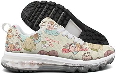 ETNVBMG Valentine's Day Day Happy Chrysanthemum Men Air Cushion Sport Running Shoes Print White