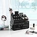 SONGMICS Makeup Organizer 4 Drawers Cosmetic Storage Display with 15 Top Compartments 2 Pieces Set Black UJMU04B