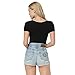 Scoop Neck Short Sleeve for Women Solid Black Fit Soft Tunic Tops Underwear T-Shirt