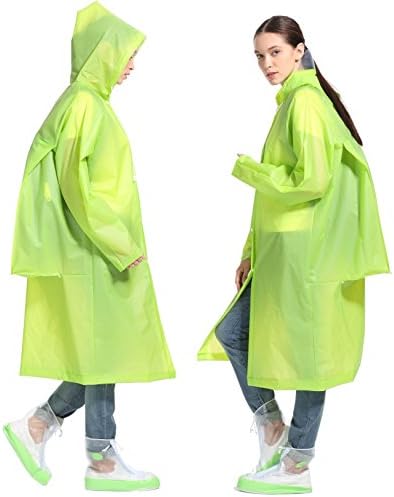Unisex Rain Poncho Hooded Raincoat Reusable Rainwear With a Carry Bag(Green)
