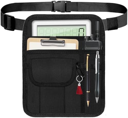 Likesing Server Apron Waist Pouch – Adjustable Utility Belt Bag With 6 Pockets For Waitstaff, Gardeners, Teachers, Carpenters, Black