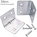 QY 10PCS Silver Tone Stainless Steel 90 Degree Right Angle Support Shelf Bracket Joint Angle Brackets Mending Plates Repair Fixing Joining L Shape