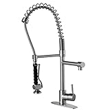 VIGO Zurich Single Handle Pull-Down Spray Kitchen Faucet with Deck Plate, Stainless Steel