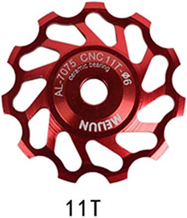 Eleventen 11T MTB Ceramic Bearing Jockey Wheel Pulley Road Rear Derailleur for Bike Bicycle (Red)