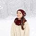 Double Couple 3pcs Winter Beanie Hat Scarf and Touch Screen Gloves Set for Women Knit Hat with Faux Fur Ball Scarves Glove