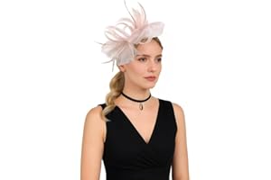 Litter Star Derby Hat for Women 2025 Fascinators Hat Elegant Mesh Feather Headband with Clip Tea Party Hats