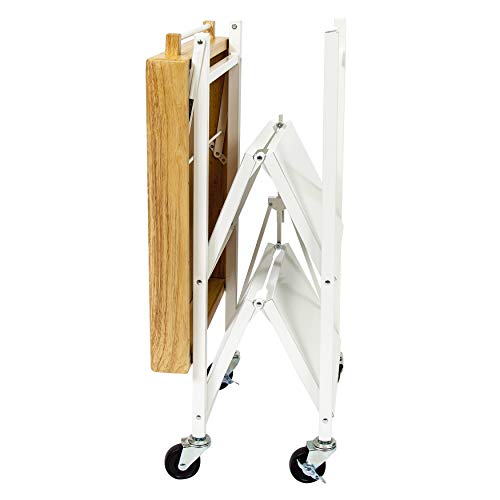 Origami Folding Kitchen Cart on Wheels, 3Tier Foldable Rolling Cart