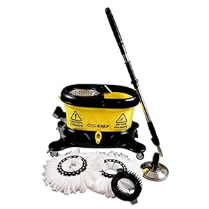 Cyclomop Heavy Duty Commerciële & industriële Spin Mop en Bucket set – 360° Roterende spinning Mops voor snelle, snelle…