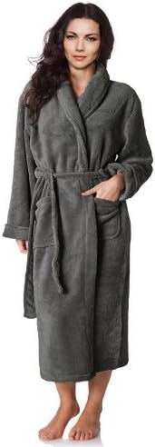 Royal Resort Collection: Luxury Shawl Robe - Terry Loop BathRobe, 100% Turkish Zero Twist Cotton, Color: Chic Grey, Unisex, Size: Universal / L