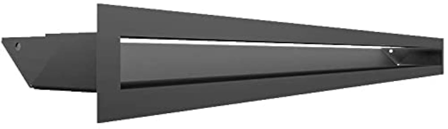 KRATKI Air Ventilation Grille, Warm Air Grille, 6 x 80 cm, Graphite, Exhaust Air Grille for Fireplace Ventilation, Air Intake at an Angle of 45 Degrees, Overheat Resistant, Ideal for Modern Interiors