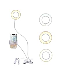 Linselfie Selfie   Anillo de luz con soporte para teléfono móvil para cámara de fotos LED Live Stream (incluye brazos largos flexibles)
